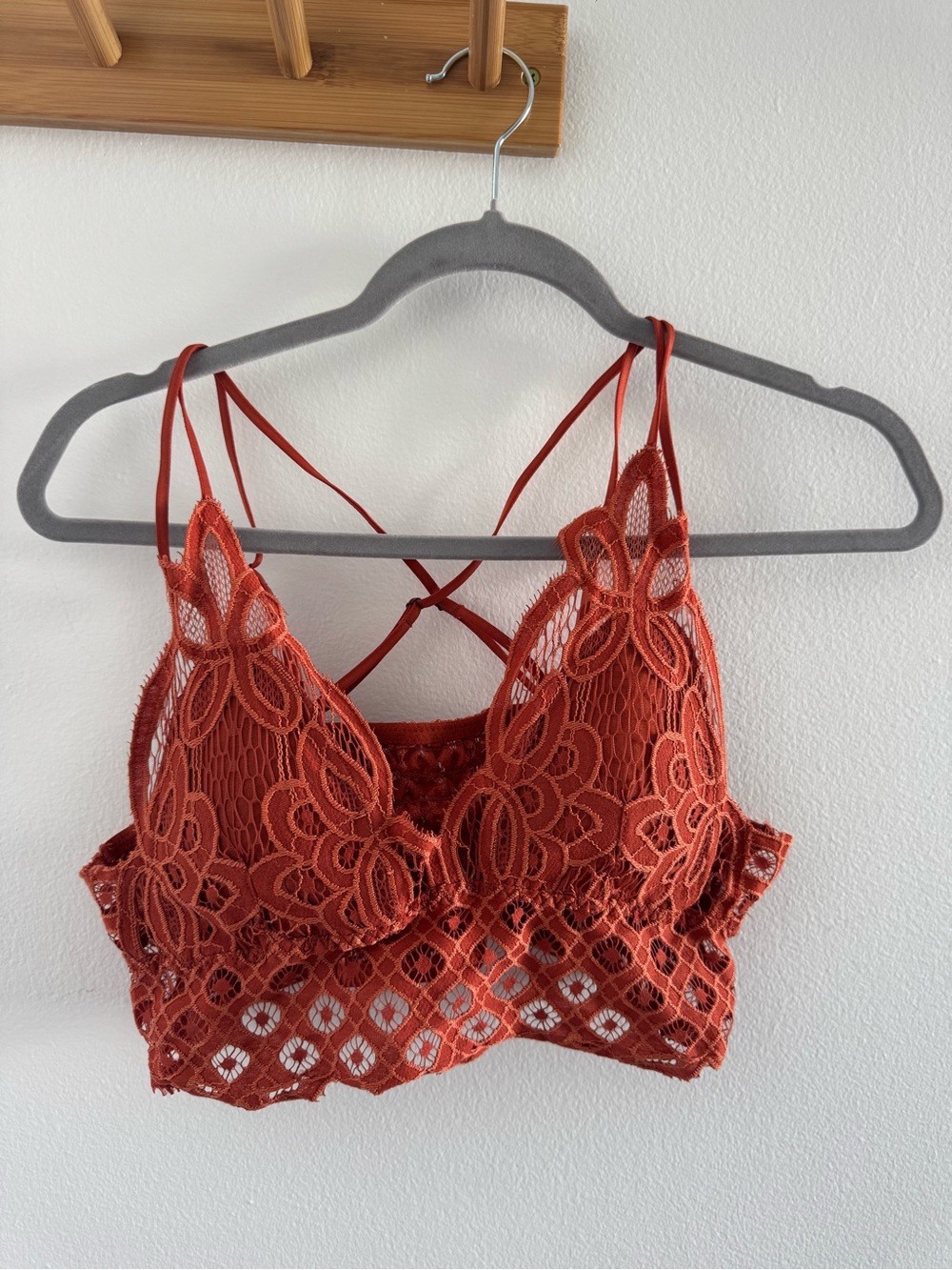 Free People Lace Bralette in Rust Orange